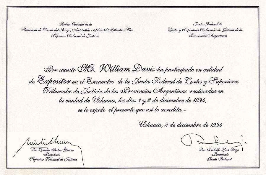 Certificación de la particpación - Argentina